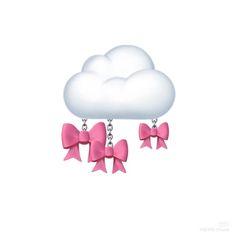 a cloud with pink bows hanging from it