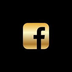 the golden facebook logo on a black background