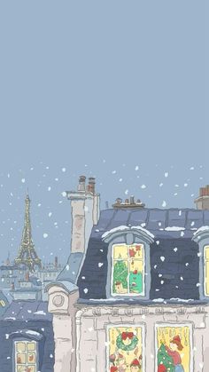 an image of a christmas scene with the eiffel tower in the background