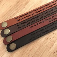 three leather bookmarks with the words, for i know these places i want to go