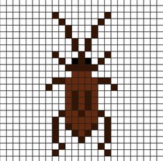 a cross stitch pattern with a brown bug on it's back and black dots in the middle