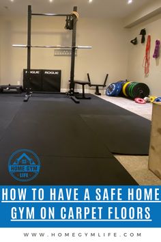 learn how to build a home gym on carpet floors, safely Home Gym Ideas Carpet, Home Gym Carpet Floor, Workout Room With Carpet, Workout Mats Home Gyms, Home Gym With Carpet, Home Gym Flooring Over Carpet, Home Gym On Carpet, Home Gym Carpet, Weight Room Ideas Home Gyms