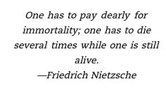 a black and white photo with the words, one has to pay deary for importity, one has to die several times while one is still alive