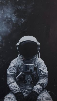 an astronaut sitting on the ground in space