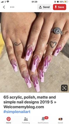 Unghie Sfumate, Long Nail Designs, Long Nail, Makijaż Smokey Eye, Trim Nails, Pink Acrylic Nails, Acrylic Nail Art, Nails Long, Simple Nail Designs