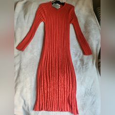 Knit Rib Midi Dress Red Sz L, Xl Nwt Red Long Sleeve Fitted Sweater Dress, Red Fitted Long Sleeve Sweater Dress, H&m Long Sleeve Midi Dress For Fall, Red Ribbed Fitted Midi Dress, Red Spring Sweater Dress, Red Ribbed Long Sleeve Dress, Red Fitted Sweater Dress For Spring, Red Ribbed Knee-length Dress, Red Ribbed Sweater Dress For Fall