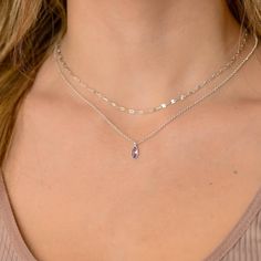 This layered tiny Amethys droplet necklace is a set of 2. The chains are solid sterling silver 925. They have an extension so that the size can be adjusted. The one necklace is a plain chain while the other has a teardrop on it. Dainty Teardrop Pendant Necklace For Layering, Dainty Teardrop Necklace For Layering, Amethyst Jewelry Set, Silver Chain Anklet, Droplet Necklace, February Birthstone Necklace, Minimalist Necklace Gold, Amethyst Crystal Necklace, Double Layer Necklace