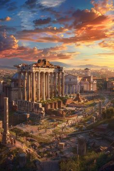 an aerial view of the ancient city of rome