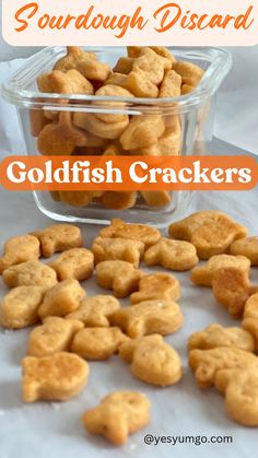 goldfish crackers in a plastic container with text overlay