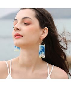 Get 10% off now! Buy bohemian ocean resort style handmade beaded tassel earrings at cheap price online. Free stable shipping and pro since 2009. Bead Dangle Earrings, Beaded Tassel Earrings, Rice Bead, Beaded Dangle Earrings, Resort Style, Beaded Dangles, Tassel Earrings, Earring Necklace, Ring Necklace