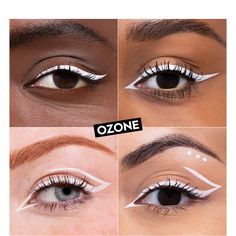 Urban Decay | 24/7 Inks Easy Ergonomic Liquid Eyeliner Pen | Shade: Ozone | Finish: Matte White, Felt Tip Fun Winged Eyeliner, Eyeliner Bottom Lash Line, Double Eyeliner Makeup, Subtle Graphic Liner, Alien Eyeliner, Sun Eyeliner, Rave Eyeliner, Wing Eyeliner Tutorial, Simple Graphic Eyeliner