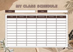 a sign up sheet for the class schedule with an image of a book and feather