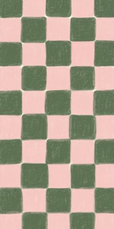 a pink and green checkered tile pattern