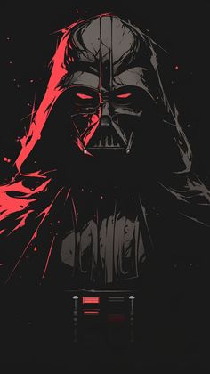 a darth vader poster with red paint splattered on the face and shoulders