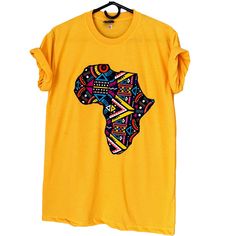 Vibrant colorful  Cotton Tshirts embroidered using African Print Fabric to make the map of Africa. Comes in different sizes,colors and patterns. check out my other listings for more options and the sizing chart Hand wash or machine wash cold and tumble dry. Makes perfect gift to your loved ones and yourself. The color might be slightly different because of camera lighting. If you have any questions or need more pictures please don't hesitate to ask Thank you, Africa Continent Map, Continent Map, Ankara Shirt, Corset Waist Belt, Africa Day, Africa Continent, Map Of Africa, Africa Map, Africa Fashion