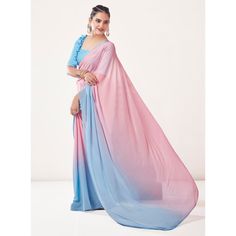 Peach & sky blue saree is made from pure georgette fabric which is highlighted with beautiful dyed ombre printed work as shown. comes along with unstitched art silk blouse piece which you can customise as per your design/style. Occasion - You can wear this saree for parties and functions, outing and get-together. Note:- the actual product may differ slightly in color and design from the one illustrated in the images when compared with computer or mobile screen. Measurements: Saree : Georgette : Sky Blue Saree, Saree Georgette, Blue Saree, Mobile Screen, Georgette Saree, Georgette Fabric, Georgette Sarees, Blue Print, Blouse Piece