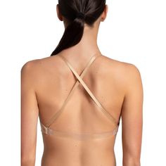 Slip on our best-selling Clear Back Bra for seamless support under active wear. Features a detachable, clear back strap that will avoid outfit clashing under leotards and costumes. Made of a nylon and spandex blend that is soft and moisture-wicking. The anatomical contouring adds shape and creates a smooth profile under layers. Available in adult sizes only. Fitted No-show Bra With Adjustable Straps, Strappy Stretch Bra With Built-in Support, Seamless High-stretch Nylon Bra, High Stretch Seamless Nylon Bra, High Stretch Nylon Seamless Bra, Elegant Bra With Transparent Straps, Stretch Nylon Push-up Bra, Fitted Bra With Strappy Back, Fitted Bra With Removable Pads And Strappy Back