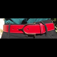 100 Leather Sourced From Spain. Designed For The Hunter Jumper Competitor Classic Red Belt For Formal Occasions, Classic Red Formal Belt, Hunter Jumper, The Hunter, Leather Belt, Lady In Red, Red Leather, Belts, Jumper