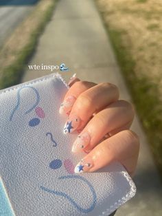 cute blue starry nails Blue Starry Nails, Earth Nails, Starry Nails, Concert Nails, Wave To Earth, Band Nails, Cute Short Nails, Dipped Nails, Short Nails