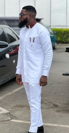 Men Kaftan Suit, Men's African Clothing, Men's African Wear, Men's Wedding Suit, African Men Dashiki, African Traditional Wear for Men, DHL - Etsy Ghana Semi-formal White Long Sleeve Sets, White Semi-formal Sets With Long Sleeve, White Semi-formal Long Sleeve Sets, White Long Sleeve Semi-formal Sets, Traditional White Long Sleeve Suit, Traditional White Semi-formal Suit, White Kaftan Designs For Men, Ankara For Men African Style, Male Kaftan Styles