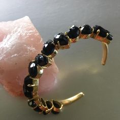 Lyala Cuff With Black Onyx Iris Bracelet, Maya Gold, Luxe Boho, Black Onyx Earrings, Double Black, Personal Energy, Onyx Earrings, Protection Stones, Onyx Gemstone