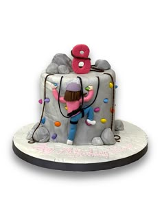 Rock Climbing Party Cake, Rock Climbing Birthday Cake, Rock Climbing Cake Ideas, Climbing Wall Cake, Rock Climbing Cake, Sports Birthday Cakes, Superbowl Cake, Circus Birthday Cake, Rock Climbing Party