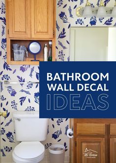 Considering wall decals for your bathroom but not quite sure what to do with them? Check out these bathroom wall decal ideas. From how they work, how to apply them, and if they damage walls, I'm breaking down everything you need to know about this inexpensive product! Wall Decal Ideas, Stick Projects, Bathroom Wall Decals, Rental Bathroom, Bathroom Wall Stickers, Bathroom Decals, Decal Ideas, Organizing Paperwork, Flower Wall Decals