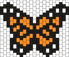 an orange and black butterfly made out of squares