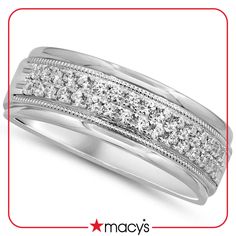 in stock Classic 14k White Gold Rings From Macy's, Macy's 14k White Gold Rings For Formal Occasions, Macy's Diamond White Rings For Anniversary, Macy's 14k White Gold Formal Rings, Macy's Classic Rings With Diamond Accents, Macy's Classic 14k White Gold Rings, Classic Macy's Ring Jewelry, Macy's Classic Ring Jewelry, Classic Silver Diamond Ring From Macy's