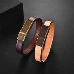 Leather Bracelet- New Men Jewelry Brown Leather Bracelet for Men Stainless Steel Magnetic Clasp Fashion 18.5/20.5/22.5cm Bangles Gift Model Number:2255800024185195 Material:Genuine leather Magnetic buckle: Stainless Steel material Length:18.5cm/7.28inch;20.5cm/8.07inch；22.5cm/8.86inch Color: Yellow/Brown Best new year gift for him Classic Brown Business Bracelet, Classic Rectangular Leather Bracelet, Classic Rectangular Leather Bracelets, Brown Leather Rectangular Bracelet, Modern Gold Bracelet With Wrist Strap, Gold Bracelet With Leather Strap And Rectangular Shape, Rectangular Leather Bracelets, Brown Rectangular Leather Strap Bracelet, Leather Bracelet For Men