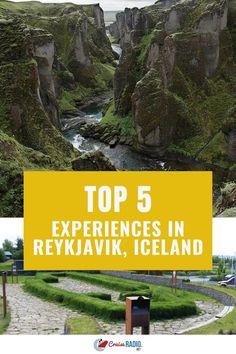 A lush canyon with a winding river and green moss-covered cliffs, alongside a scenic park with stone pathways in Reykjavik, Iceland. Iceland Travel Guide, Visit Places, Places In Europe