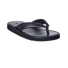 Brand New! Tapered Leather Straps Bring Elevated Style To This Classic Flip-Flop Featuring A Comfy Cushioning And A Lightweight, Flexible Sole. 1/2" Platform (Approx) Cushioned Footbed Leather Upper And Lining/Synthetic Sole Imported Sleek Leather Slip-on Sandals, Sleek Leather Flat Sandals, Sleek Flat Leather Sandals, Sleek Black Calf Leather Sandals, Sleek Leather Sandals With Leather Footbed, Sleek Leather Sandals With Leather Sole, Sleek Leather Sandals, Sleek Leather Closed Toe Sandals, Wooden Sandals