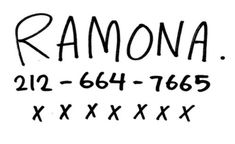 the words ramon written in black ink on a white paper with numbers and letters below it