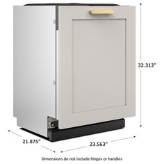 an image of a white cabinet with measurements