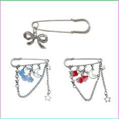 three different types of hair clips with charms