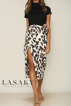 Lasaky - Falda de cintura alta con estampado de leopardo para un look sofisticado 1 Piece Dress, Leopard Print Skirt, Bandage Skirt, Leopard Skirt, Summer Work Outfits, Classy Fashion, Mode Casual, Long Maxi Skirts, Dresses By Length