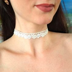 White Velvet Choker Necklace Make An Offer Or Bundle For Huge Discount Elegant White Choker For Summer, Elegant White Summer Choker, Handmade White Choker For Spring, Delicate White Choker, Spring Gift White Choker, Spring White Adjustable Choker, White Choker, Velvet Choker Necklaces, Double Necklace