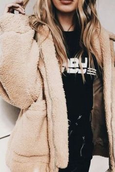 teddy jacket for winter #ad Carlson Young, Affordable Clothing Websites, Fall Fashion Coats, Sixth Form, Womens Faux Fur Coat, Bear Jacket, Faux Shearling Coat, Beige Outfit, Amazing Fashion