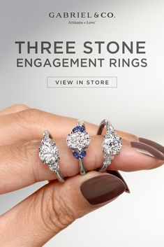 Whether you prefer the classic round diamonds, captivating oval diamonds, or want to explore unconventional colored gemstones, we have options to suit your taste. Let this ring witness your love story and serve as a timeless memento. Engagement Rings 3 Stone, 3 Stone Diamond Ring, Diamond Cluster Engagement Ring, Princess Cut Gold, 3 Stone Engagement Rings, Three Stone Diamond, Bridal Engagement Rings