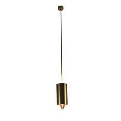 a brass colored light hanging from the ceiling