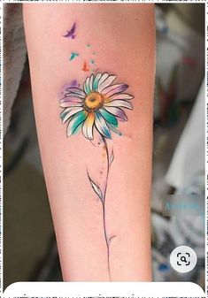 Jewelry Tattoo - Psst: Whatever you are looking for, buy it from Amazon.com NOW!! Sunflower To Butterfly Tattoo, Gerber Daisies Tattoo, Professional Tattoos Women, Daisy Tatoos Ideas, Let Them Tattoo Ideas With Flowers, Heritage Tattoo Ideas, Butterfly And Daisy Tattoo, Daisy Tattoos For Women, Beautiful Tattoos For Women Unique