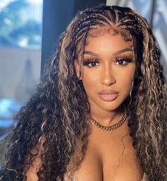 Curly Hair And Cornrows, Hair Color Ideas From Black, Half Braids Half Crochet Hairstyles Short, Fulani Braids Vacation, Half Braid Half Down Hair Black Women, Half Cornrows Half Curly Weave Blonde, Half Braid Half Curly Hair, Curly Cornrow Hairstyles, Some Up Some Down Hairstyles Black