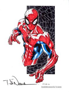 a drawing of spider - man from the amazing spiderman