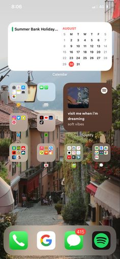 an iphone screen with several different icons on it and a calendar in the middle one