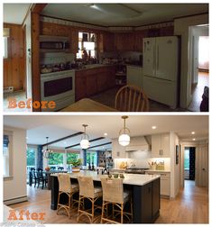 before and after pictures of a kitchen remodel