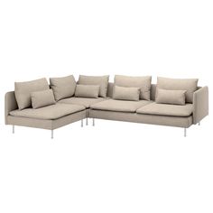 SÖDERHAMN sectional, 4-seat corner, with open end/Hillared beige - IKEA Ikea Soderhamn, Söderhamn Sofa, Sofa Accessories, Fabric Sofa, Sofa Furniture, Keep It Cleaner, Sectional Sofa, Sectional Couch, Sectional