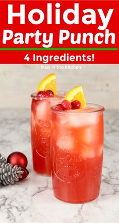 two glasses filled with holiday party punch