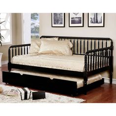 a day bed with pull out trundle in a living room