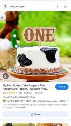 an image of a birthday cake on the facebook page for someone's first rodeo topper