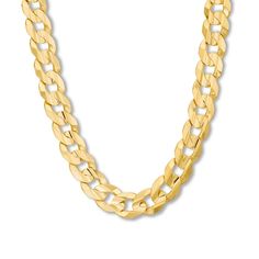 Polished links of 14K yellow gold form this striking Cuban curb chain necklace. The 22-inch necklace secures with a lobster clasp. Fan Jewelry, Anniversary Necklace, Mens Fashion Jewelry, Jewelry Advice, Diamond Wedding Rings Sets, Curb Chain Necklace, Gold Chains For Men, Accessories Jewelry Necklace, Shop Engagement Rings